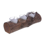 Log Candle Holder with 3 Holes
